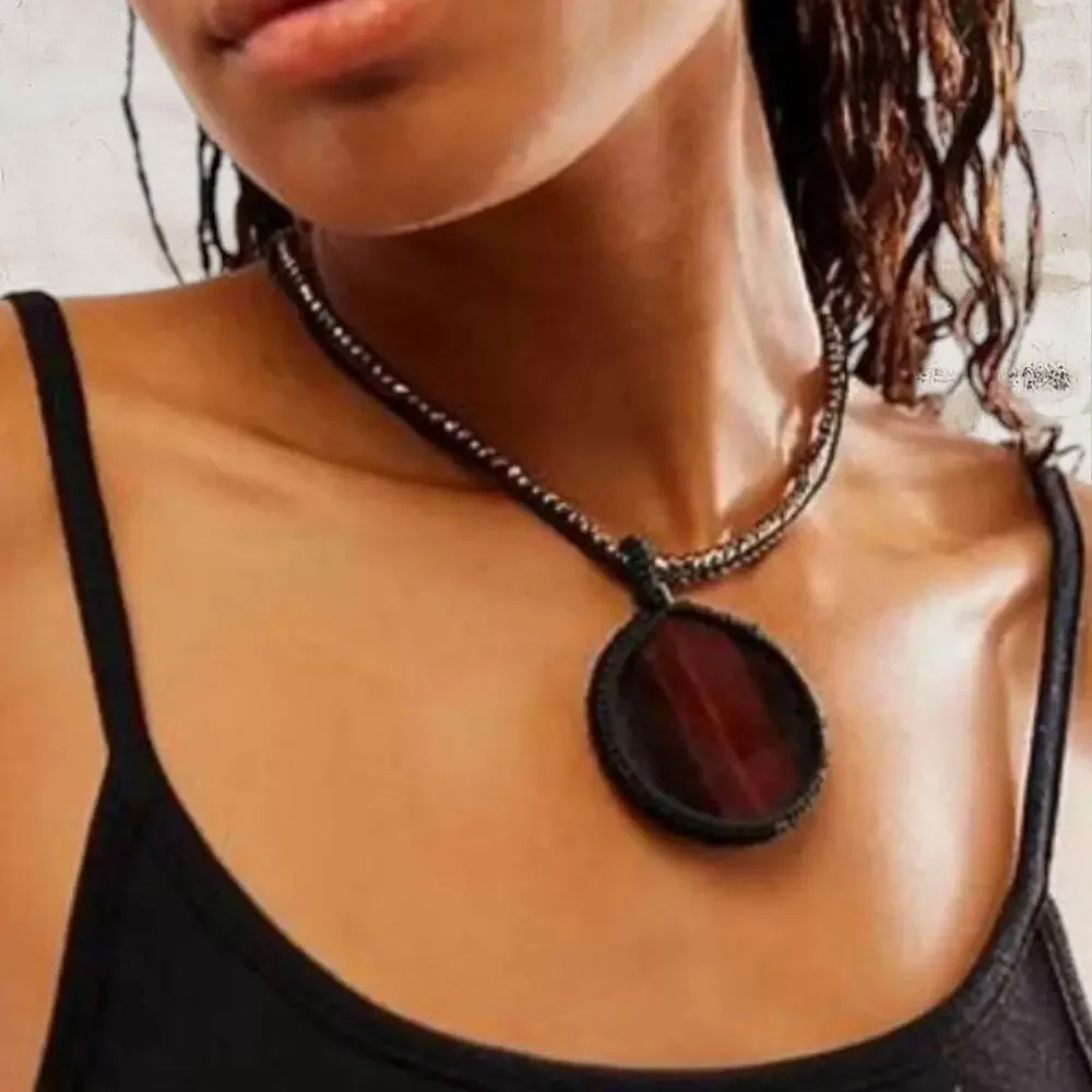 Free People $48 Brandy Boho Style Pendant Choker Necklace NWT - Picture 2 of 6